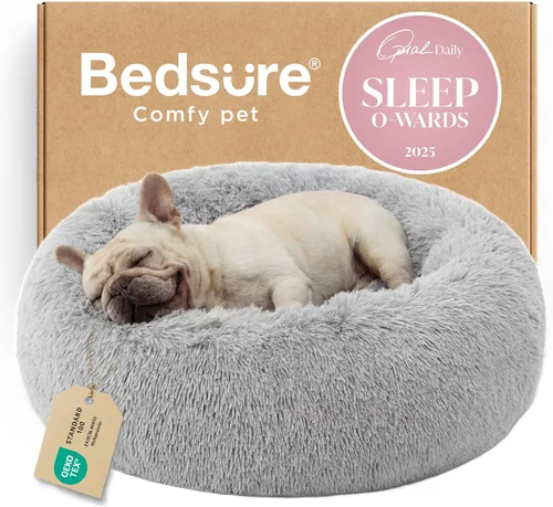 Miniatura 31 de Bedsure - Cama relajante para perro mediano, lavable, tipo dona, cama para gato, antideslizante, redonda, afelpada, mullida, de piel sintética