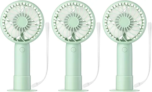 Miniatura 46 de Tujoe Mini ventilador de mano potente de 3 velocidades, ventilador personal pequeño portátil recargable con base USB para mujeres, maquillaje