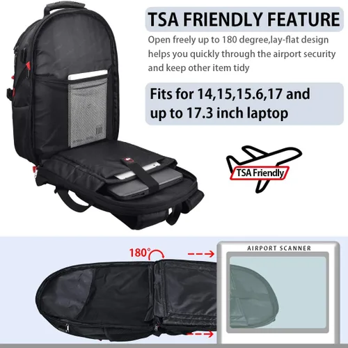 Miniatura 5 de NUBILY Mochila para laptop de 17 pulgadas, impermeable, extra grande, con aprobación TSA, antirrobo, para viajes, negocios universitarios, mochilas