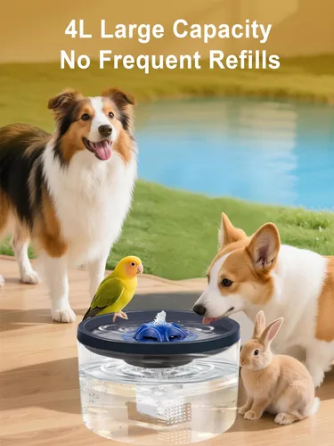 Miniatura 2 de Fuente de agua para perros de 4 litros/135 onzas para perros grandes y múltiples mascotas - Bomba ultrasilenciosa, 3 filtros, dispensador automático