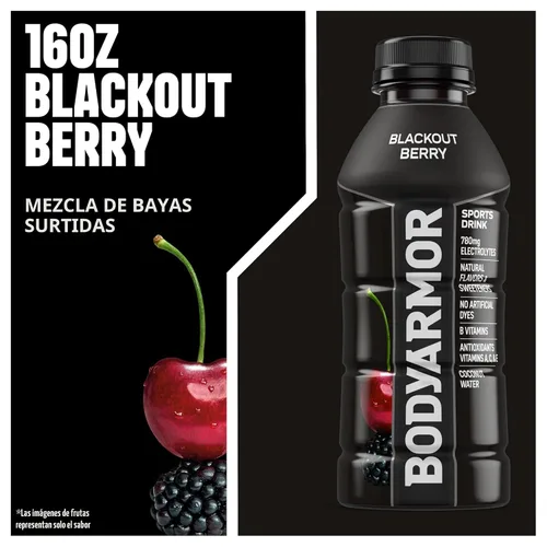 Miniatura 4 de BODYARMOR - Bebida deportiva, baya negra, sabores naturales con vitaminas, electrolitos ricos en potasio, perfecta para deportistas, 16 onzas