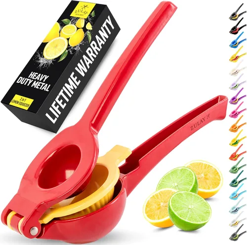 Miniatura 13 de Zulay Kitchen Exprimidor de limón 2 en 1 de metal, exprimidor de mano de extracción máxima resistente, exprimidor de limón que obtiene hasta