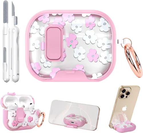 Miniatura 11 de Funda para AirPods Pro 3 2025 de 3ª generación con kit de limpieza, funda protectora rosa negra con bloqueo/soporte compatible con Apple New Air