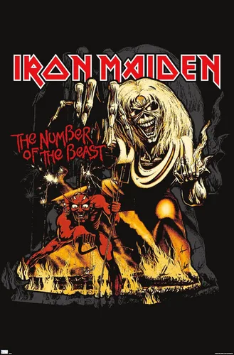 Miniatura 11 de Trends International Iron Maiden - Póster de pared con el número de la bestia, 34 pulgadas de largo x 22.4 pulgadas de ancho, paquete de póster