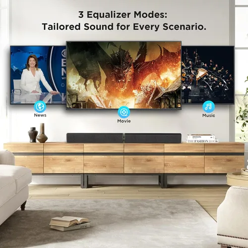 Miniatura 12 de MZEIBO Barra de sonido para Smart TV, barra de sonido Bluetooth desmontable de 80 W con graves potentes, sistema de audio de cine en casa 2 en 1