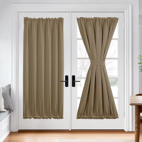 Miniatura 115 de Cortina térmica para puerta con bolsillo para barra, opacas, tratamiento de ventanas con ojales y ojales Deconovo 1 panel
