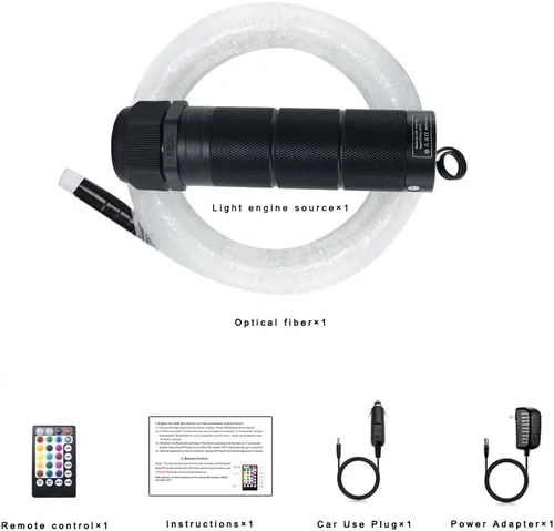 Miniatura 9 de AKEPO Luces de techo de luz de estrella de fibra óptica de 6 W, 430 unidades (0.75+1+0.059 in) 9.8 pies/9.8 ft de fibra óptica mixta + sonido