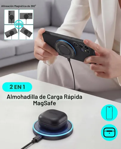 Miniatura 4 de Cargador inalámbrico Samsung de 6 pies, cargador inalámbrico magnético de 6 pies, almohadilla de carga rápida con puertos USB-C/A para Samsung