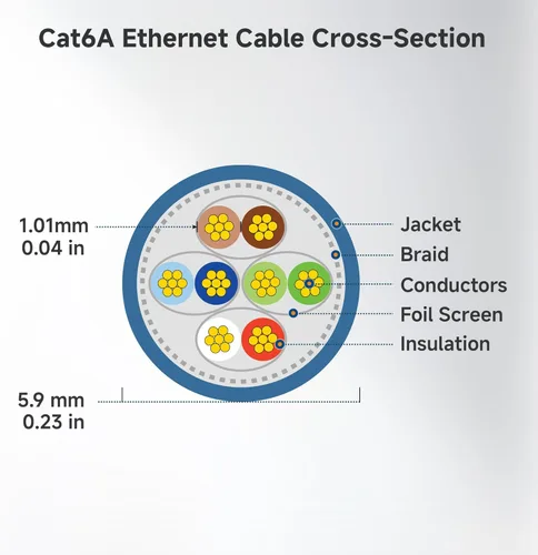 Miniatura 9 de Cable Matters Paquete de 5 cables Ethernet Cat 6A blindados cortos sin enganches de 10 Gbps, cable Cat 6A, cable Cat6A, cable Ethernet, negro