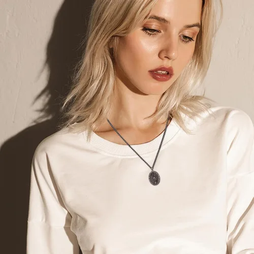 Miniatura 129 de Collar con colgante de plata de ley 925 con medalla de San Patrón, joyería religiosa para hombres y mujeres, con cadena de acero inoxidable 316L