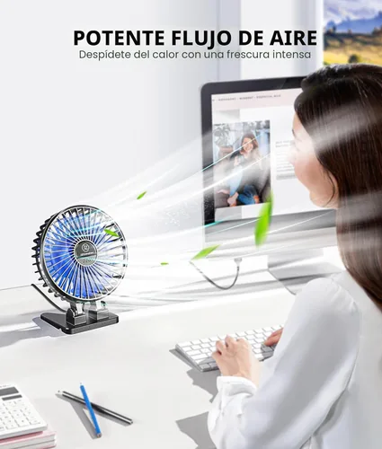 Miniatura 2 de JZCreater Ventilador de Escritorio USB, Mini Ventiladores Portátiles, Ventilador de Enfriamiento de Mesa de Escritorio de 3 Velocidades, Conexión a