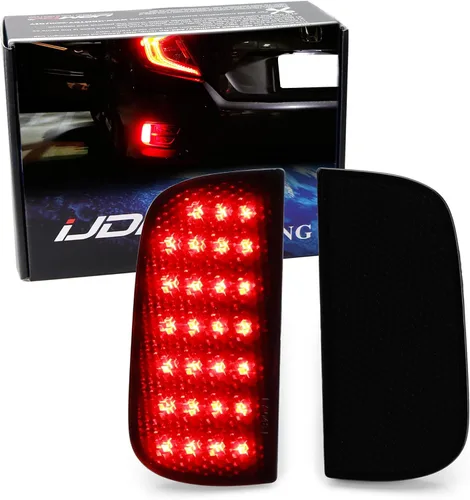 Miniatura 10 de iJDMTOY Luces LED de reflector para parachoques de lente roja 54-SMD Compatible con Honda Civic Sedán/Coupé 2016-2021, función como luces de cola
