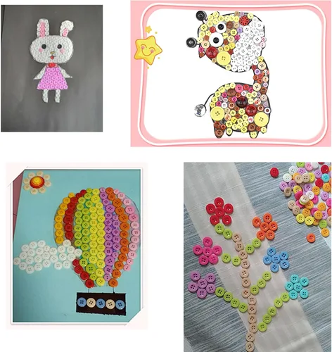 Miniatura 7 de 500-700 PZA Botones de Resina Marrón Claro, Varios Tamaños y Formas para Costura Infantil, Manualidades DIY, Botones Pintados a Mano para Arte