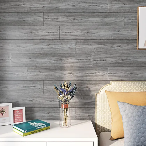 Miniatura 3 de FunStick Azulejos de madera gris de 6 x 36 pulgadas para despegar y pegar, pisos de vinilo de madera natural, suelos de tablones de vinilo