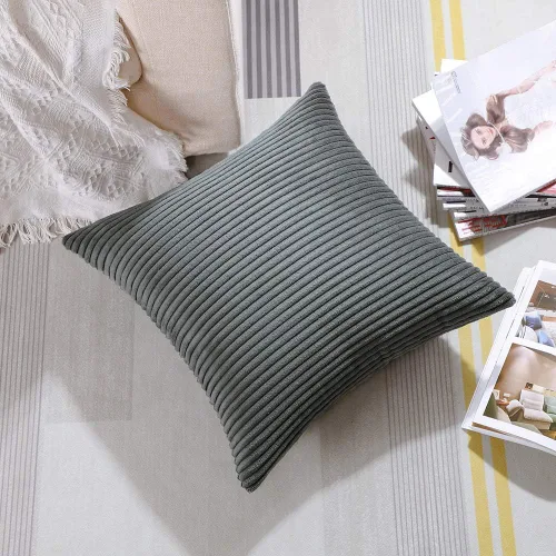 Miniatura 4 de Artscope Fundas de Almohada de Pana a Rayas Acogedoras Súper Suaves Decorativas Cuadradas Fundas de Cojín para Sofá Sillón Dormitorio Decoración