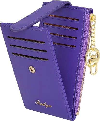 Miniatura 15 de Badiya Tarjetero para mujeres con RFID, carteras delgadas, plegables, tarjetero multifuncional, monedero