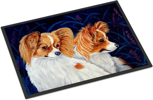 Caroline's Treasures 7241MAT Papillon - Felpudo de 18 x 27 pulgadas, para interiores y exteriores, para entrada, antideslizante, lavable, de pelo