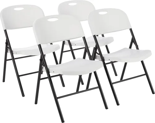 Miniatura 11 de Amazon Basics Silla Plegable Portátil Resistente de Plástico Plegable, Capacidad de 350 Libras, Negro, Paquete de 2