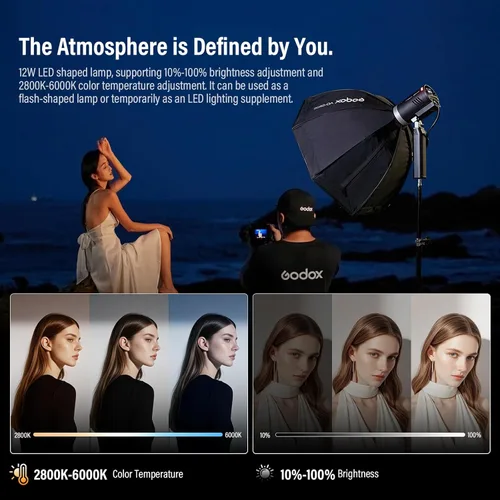 Miniatura 3 de GODOX AD300Pro II 300Ws Flash estroboscópico monolight, 2.4G TTL 1/8000 HSS 2.4G Flash inalámbrico TTL, 0.01-1.5s tiempo de reciclaje, 350 potencia
