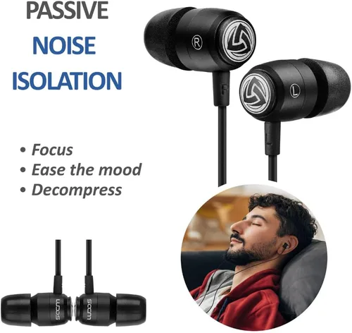 Miniatura 5 de LUDOS Clamor 2 PRO - Auriculares intrauditivos con cable, auriculares con micrófono, auriculares con aislamiento de ruido, espuma viscoelástica