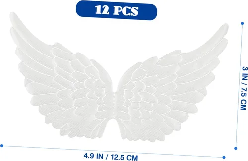 Miniatura 2 de NUOBESTY 12PCS alas de ángel alas de tela parches para bricolaje manualidades accesorios para el cabello - blanco