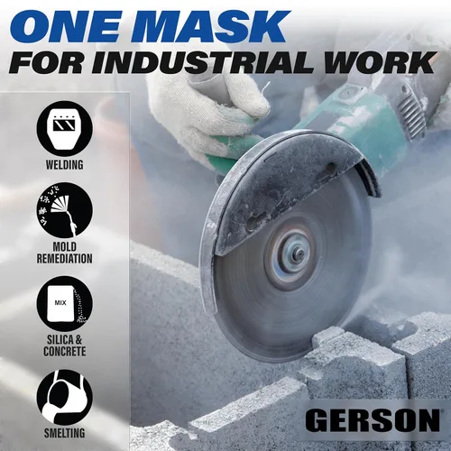 Miniatura 3 de GERSON Industrial P100 Respirador Kit de soldadura, sílice y polvo de hormigón, molde (mediano)