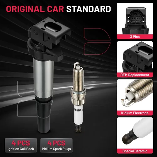 Miniatura 4 de BDFHYK Bobinas de encendido UF598 y bujía de iridio 97968 Compatible con Mini Cooper Countryman Paceman l4 1.6L Reemplaza 5C1749 178-8533 E1098