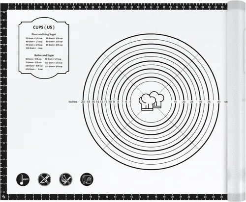 Miniatura 12 de Alfombrilla de silicona para hornear, 26" x 16" antideslizante para amasar masa de repostería, alfombrilla antiadherente para hornear con medidas