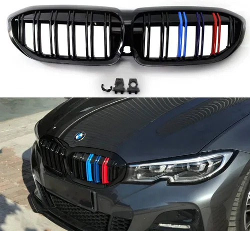 Miniatura 9 de Rejilla de diamante G20 G28 compatible con rejillas de riñón frontales BMW Serie 3 2019 2020 2021 2022, rejilla de reemplazo de parachoques Rejilla