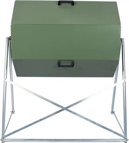 Miniatura 5 de Jora Composter JK 270 - Vaso de compostaje de doble cámara para exteriores, 70 galones, construcción de acero galvanizado