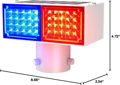Miniatura 7 de Aolyty Luz estroboscópica solar, luz roja brillante y azul intermitente IP65, luz de advertencia solar impermeable de doble cara, luces