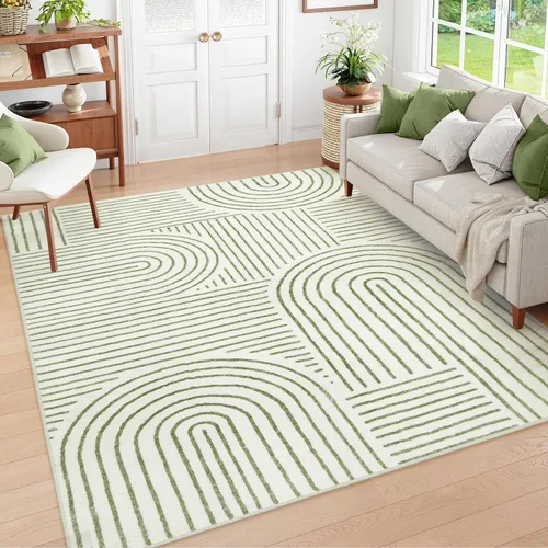 Miniatura 26 de Lahome - Alfombras abstractas de 8 x 10 para sala de estar, alfombras suaves de 8 x 10 en verde para dormitorio, alfombra antideslizante, alfombra