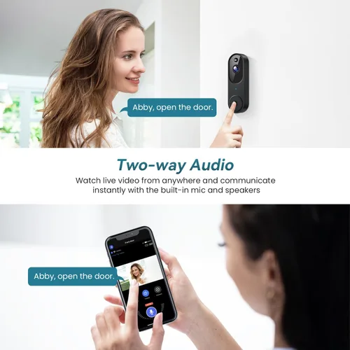 Miniatura 5 de Orbitell Cámara de timbre de video inalámbrica Wi-Fi con audio bidireccional, detección de movimiento AI, visión nocturna y almacenamiento