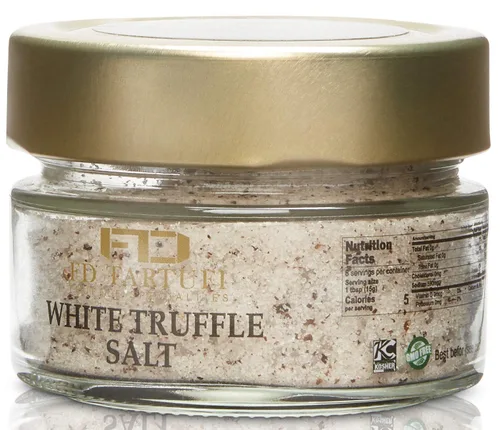 FD TARTUFI - Sal de trufa blanca 120 g (4.23 oz), sal marina natural gruesa y fina | sin OMG | Hecho en Italia | kosher | trufas