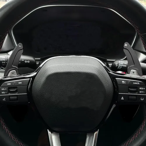 Miniatura 6 de Etiqueta engomada de la cubierta de la extensión de la paleta del cambio del volante de aleación de aluminio Accesorios del coche para Honda Negro