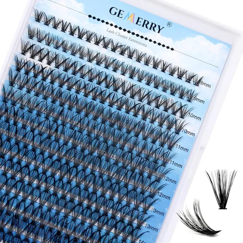 Miniatura 9 de Extensiones de pestañas en racimo GEMERRY, 144 piezas, pestañas individuales, dos estilos, extensiones de pestañas con tallo ancho, suaves