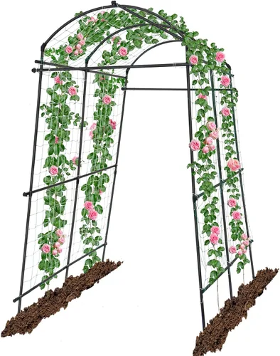 Miniatura 8 de Kalolary - Enrejado de jardín de 6 x 3 pies para plantas trepadoras, enrejado de cultivo de pepino de jardín con marco A a prueba de óxido, soporte