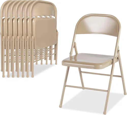 VECELO Paquete de 8 sillas plegables con marco de metal, asiento de acero con triple soporte para oficina en casa, ahorro de espacio sin montaje,