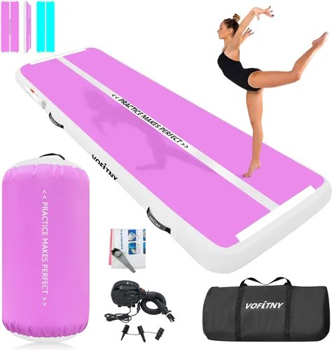 Miniatura 9 de VOFiTNY - Esterilla inflable de gimnasia con pista de caídas y barril de aire octogonal con bomba para uso doméstico/gimnasio Menta+Rodillo