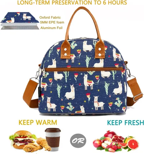Miniatura 2 de FlowFly Fiambrera térmica con correa de hombro y asas para mujer, hombre y niños, amplia y reutilizable, congelable, bolso organizador de alimentos