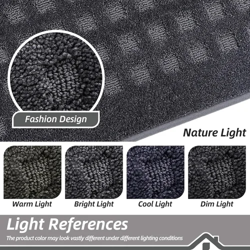 Miniatura 7 de BEQHAUSE Tapetes para puerta de 20 x 32 pulgadas, tapete antideslizante de punto gofre, de perfil bajo, resistente a la suciedad y absorbente, Gris