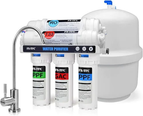 Sistema de Filtración de Agua por Ósmosis Inversa de 5 Etapas 100GPD Flujo Rápido Plus Extra 4 Filtros de Regalo (FS-RO-100G-A)