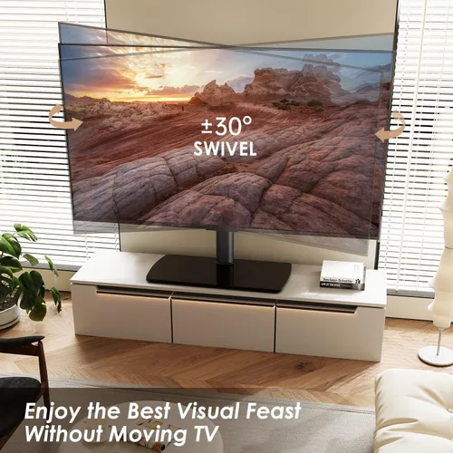 Miniatura 4 de FITUEYES - Soporte universal para TV de 43 a 80 85 pulgadas, soporte alto giratorio para TV, reemplazo de base de pie de TV de mesa, soporte de mesa