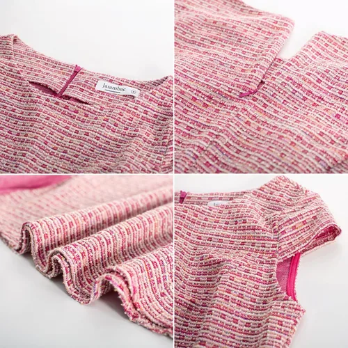 Miniatura 2 de JASAMBAC Vestidos de trabajo de verano para mujer, estilo vintage de los años 50, acampanados, vestido de tweed, vestido midi para iglesia, trajes