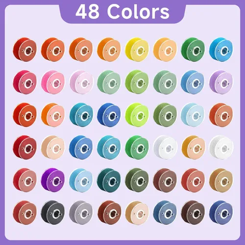 Miniatura 3 de Juego de 48 bobinas de hilo de coser de colores surtidos para máquina de coser Babylock Singer Janome Brother (colorido)