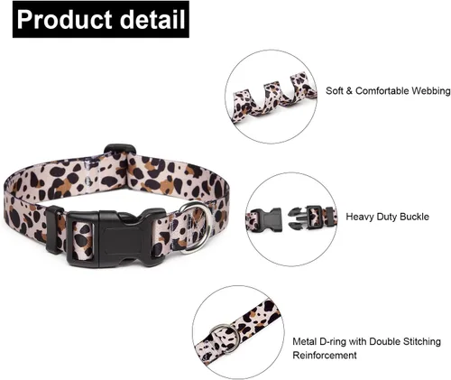 Miniatura 33 de Mercano Collar ajustable para perro, patrones de diseño especial, nailon suave, cómodo y resistente, collar para mascotas para perros pequeños
