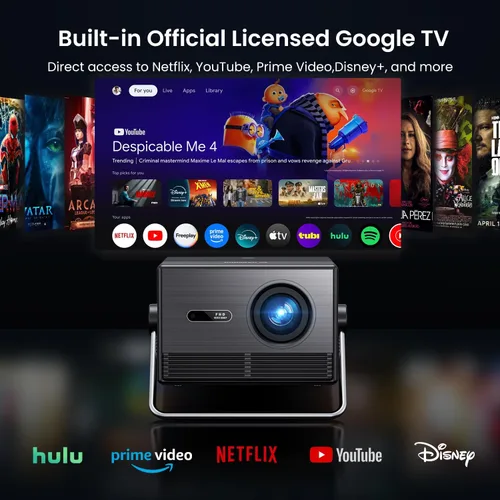 Miniatura 2 de Proyector para exteriores de Google TV con licencia oficial de 2000 ANSI 4K Full HD, proyector inteligente con WiFi y Bluetooth