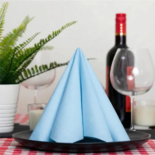 Miniatura 5 de Servilletas de papel AMERICAN HOMESTEAD - Servilletas de papel desechables tipo lino azul claro - Servilletas de mesa de calidad de restaurante