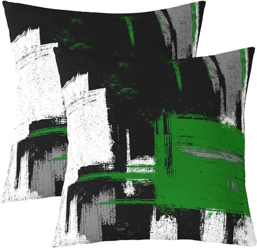 Miniatura 26 de Juego de 2 fundas de almohada abstractas de 16 x 16 pulgadas para niños, niñas, adolescentes, decoración de dormitorio, moderna a rayas, decoración