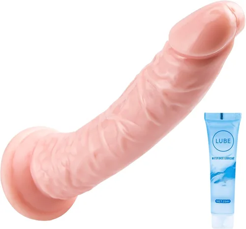 Miniatura 30 de Juguetes sexuales suaves y realistas de 9.4 pulgadas con ventosa para jugar con manos libres, pene grueso azul-morado adecuado para Violeta-Azul